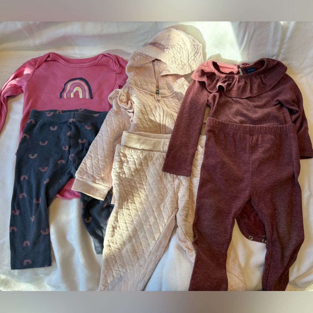 12-18 months Cozy Baby Clothing Set in Pink and Cream